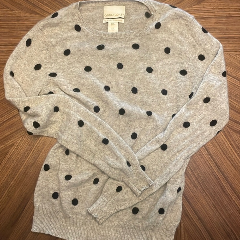 Cynthia Rowley cashmere polka dot sweater, size medium.
